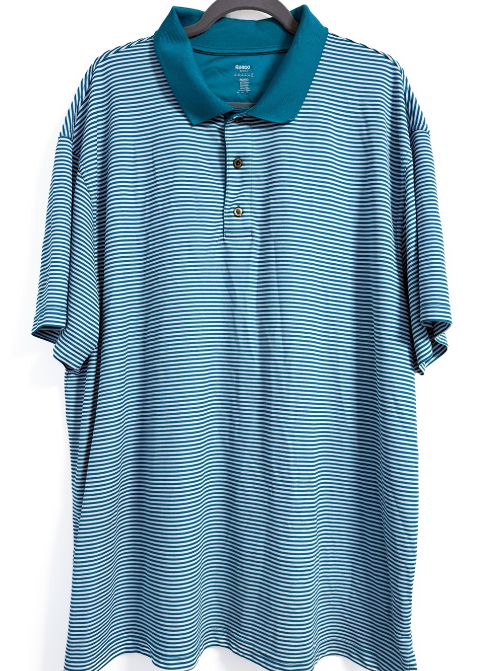 Reebok Golf PlayDry Polo 3XL Teal Striped Big & Tall